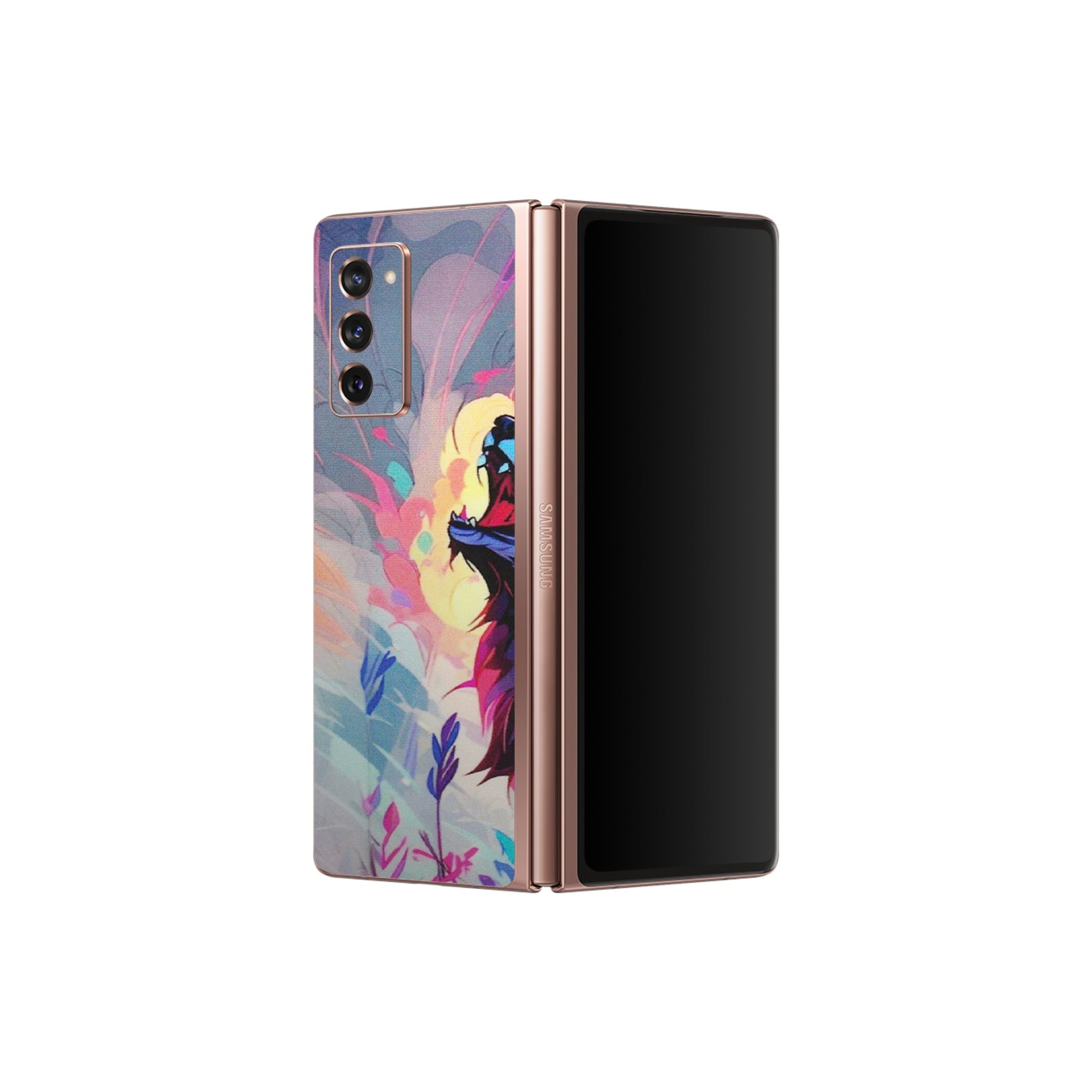 Samsung M/F/Note/Flip and C Phone Skins (All Models) - New Wild Wolf Abstract - Matte Finish (M-125) Samsung Galaxy Z Fold 2