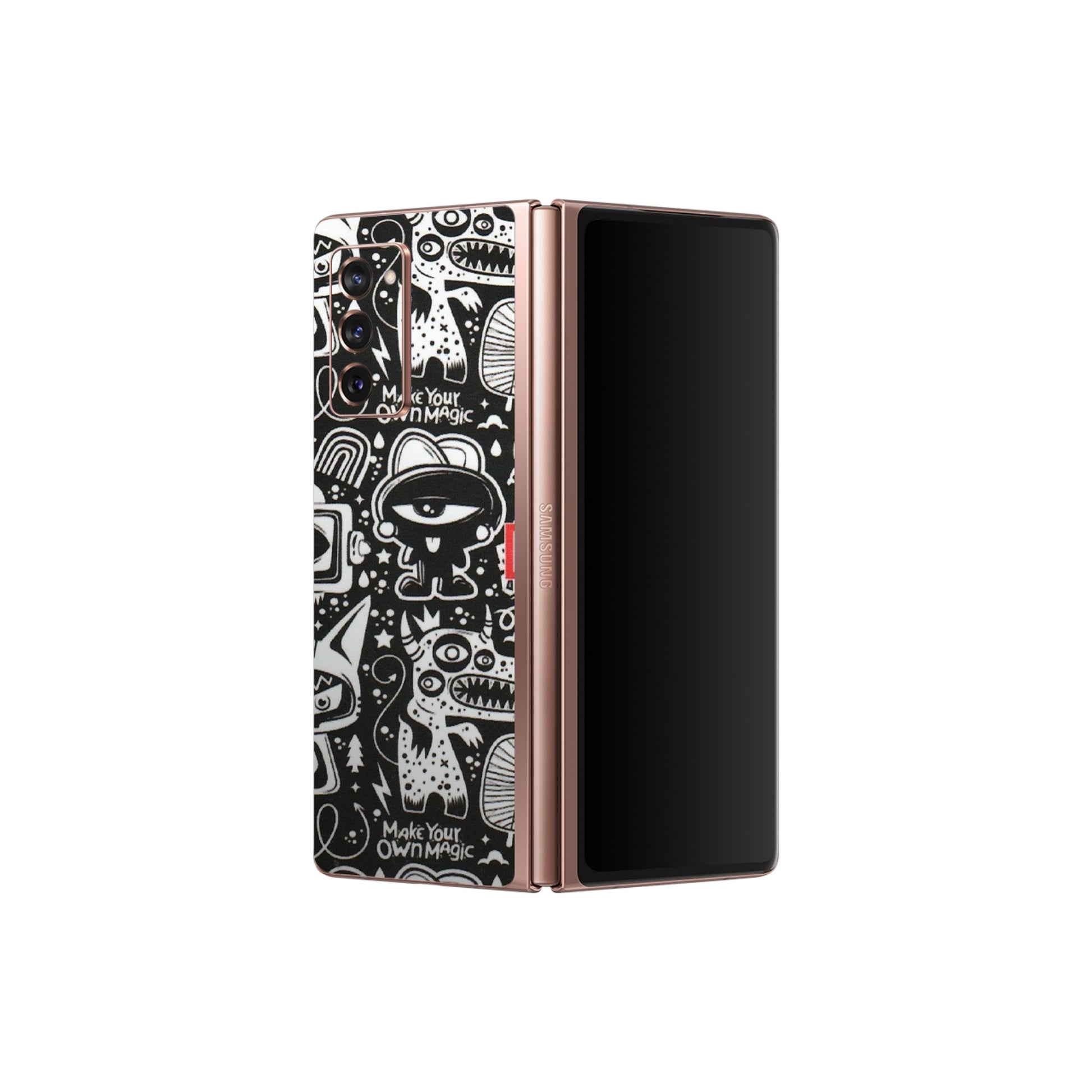 Samsung M/F/Note/Flip and C Phone Skins (All Models) - Dope Stay Classy Black Doodles - Matte Finish (M-126) Samsung Galaxy Z Fold 2