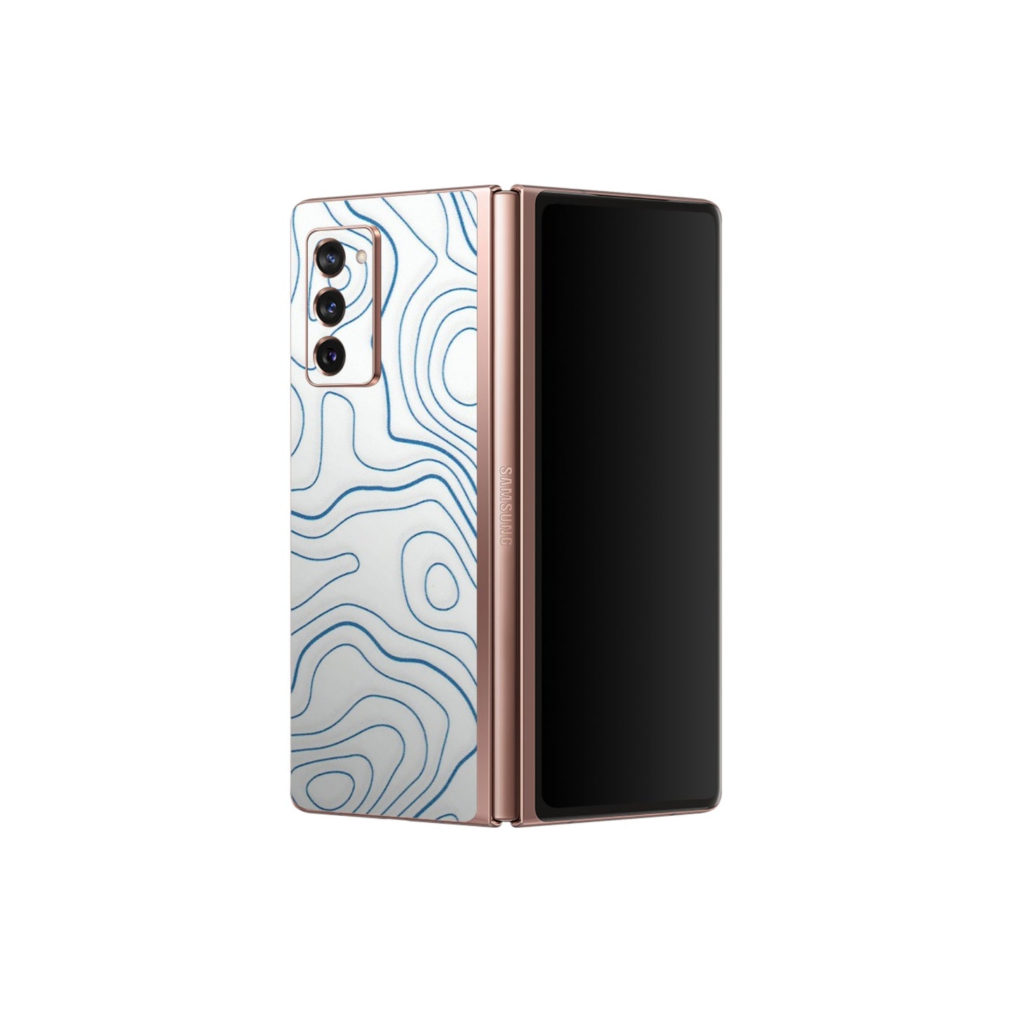 Samsung M/F/Note/Flip and C Phone Skins (All Models) - Blue And White Swirls - Matte Finish (M-139) Samsung Galaxy Z Fold 2
