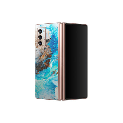 Samsung M/F/Note/Flip and C Phone Skins (All Models) - Blue Waves Abstract - Matte Finish (M-19) Samsung Galaxy Z Fold 2