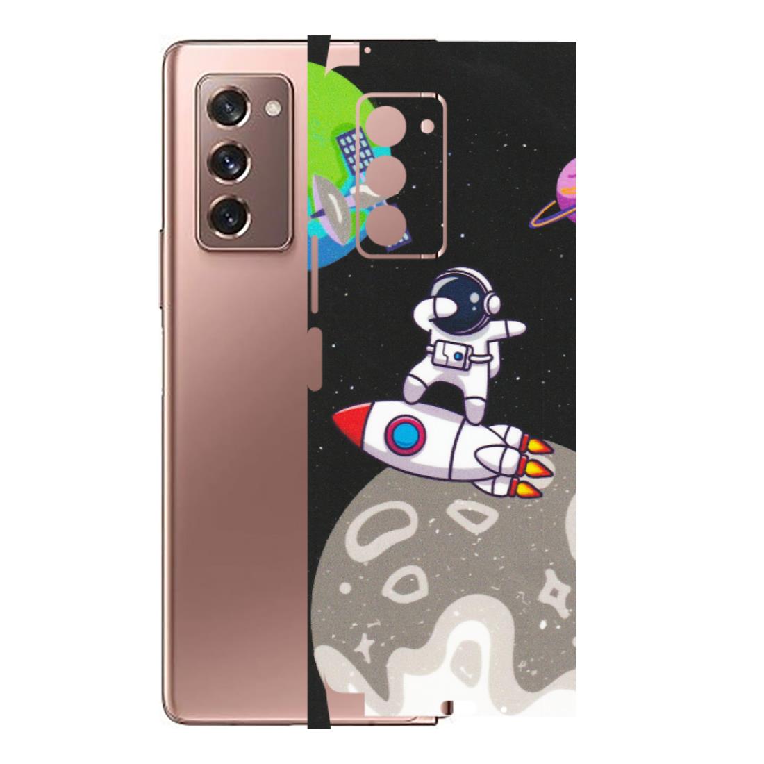 Samsung M/F/Note/Flip and C Phone Skins (All Models) - Astronaut Vibing Toon Running - Matte Finish (M-39) Samsung Galaxy Z Fold 2