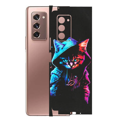 Samsung M/F/Note/Flip and C Phone Skins (All Models) - Cyberpunk Cat - Matte Finish (M-45) Samsung Galaxy Z Fold 2