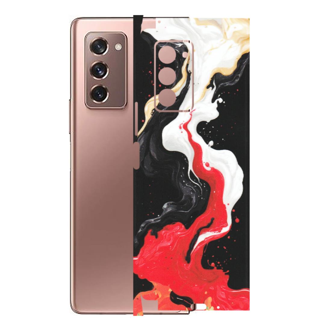 Samsung M/F/Note/Flip and C Phone Skins (All Models) - Black Red White Paint Splash Fusion - Matte Finish (M-56) Samsung Galaxy Z Fold 2