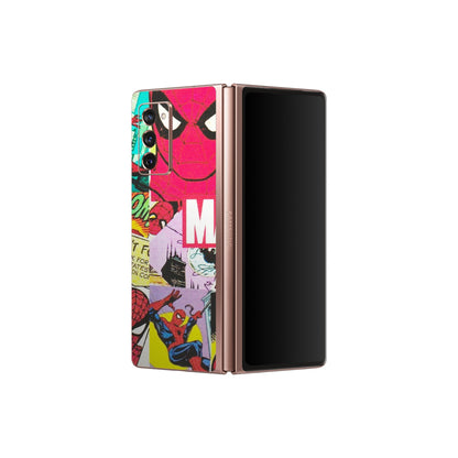 Samsung M/F/Note/Flip and C Phone Skins (All Models) - Marvel Comic Spiderman Grafitti - Matte Finish (M-72) Samsung Galaxy Z Fold 2