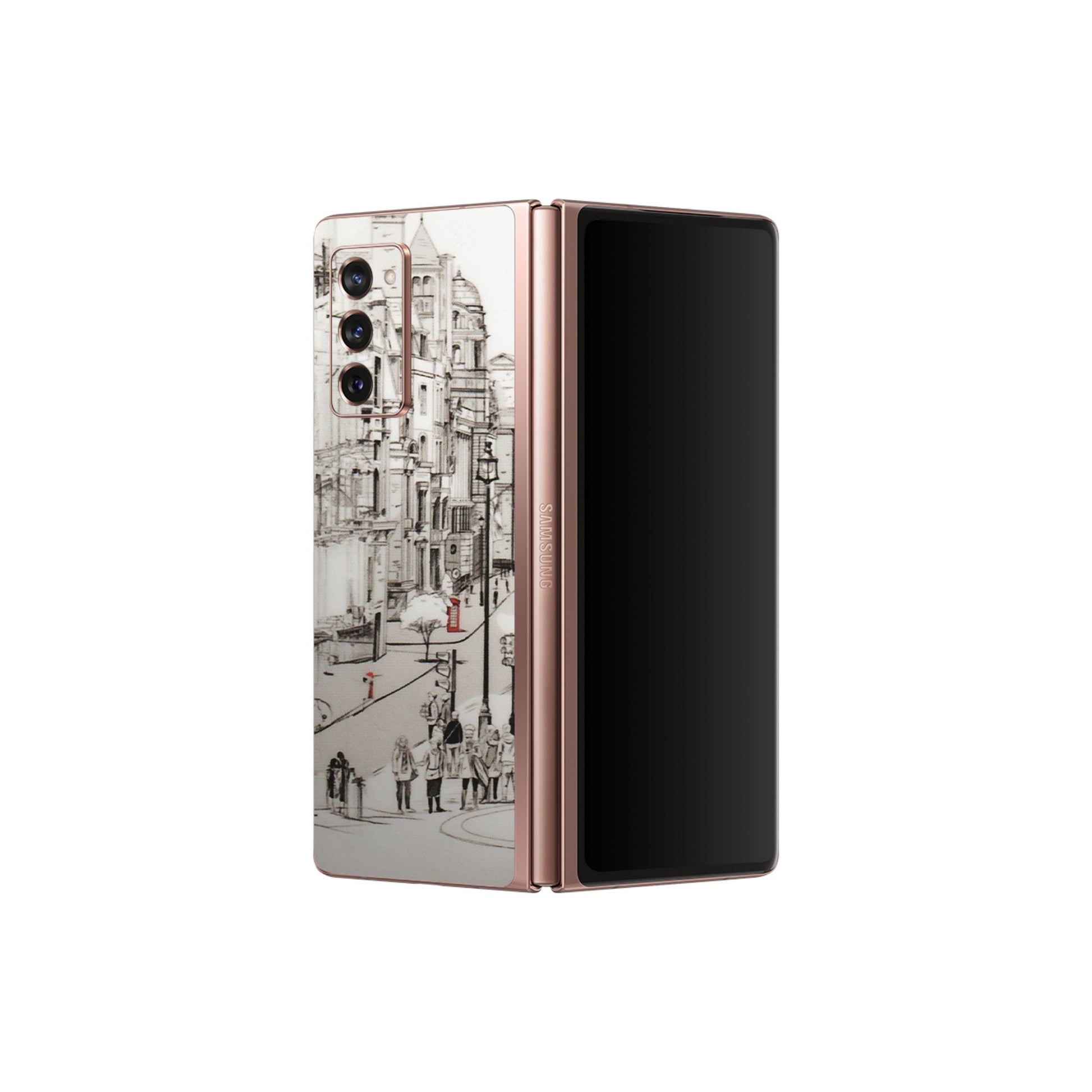 Samsung M/F/Note/Flip and C Phone Skins (All Models) - London Street - Transparent Finish (T-02) Samsung Galaxy Z Fold 2