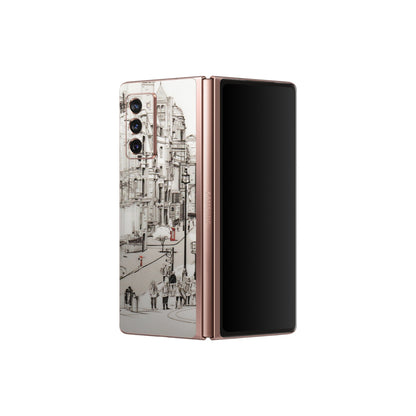 Samsung M/F/Note/Flip and C Phone Skins (All Models) - London Street - Transparent Finish (T-02) Samsung Galaxy Z Fold 2