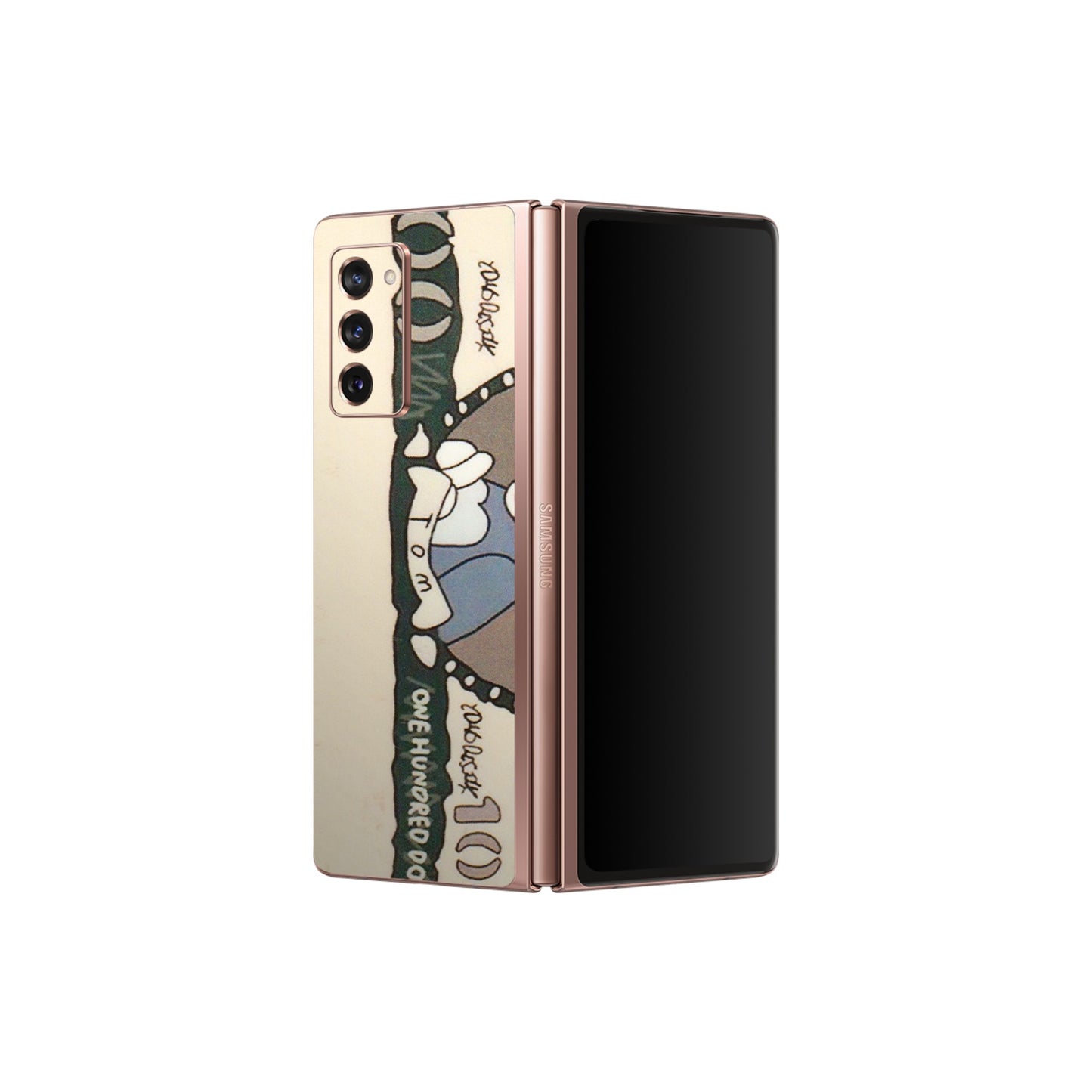 Samsung M/F/Note/Flip and C Phone Skins (All Models) - One Hundred Dollar Tom - Transparent Finish (T-16) Samsung Galaxy Z Fold 2