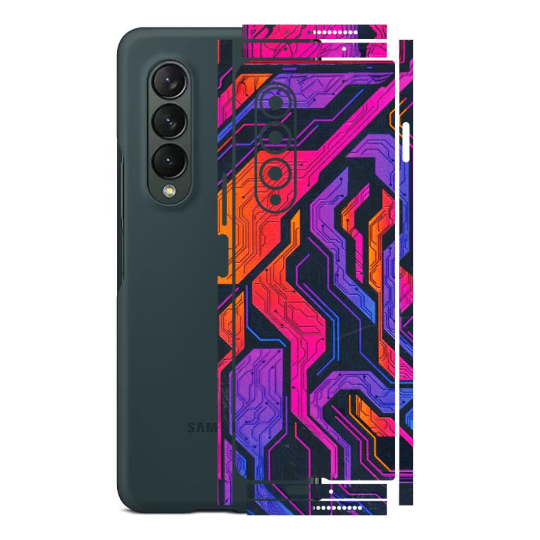 Samsung M/F/Note/Flip and C Phone Skins (All Models) - Tech Circuits Futuristic - 3D Embossed Finish (L-07) Samsung Galaxy Z Fold 3