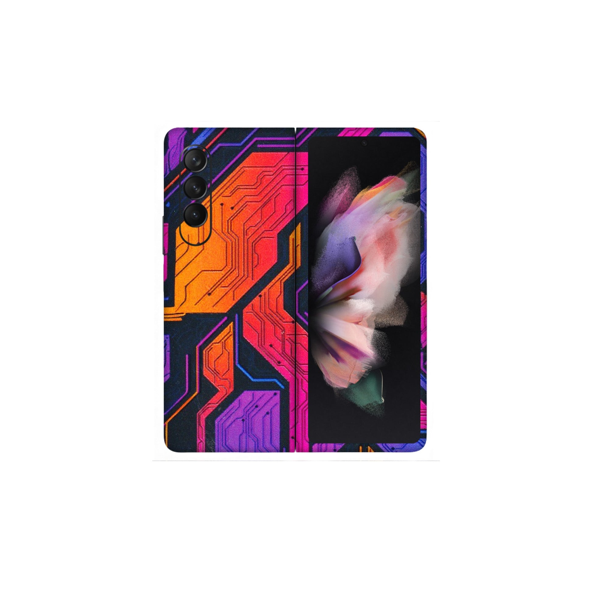 Samsung M/F/Note/Flip and C Phone Skins (All Models) - Tech Circuits Futuristic - 3D Embossed Finish (L-07) Samsung Galaxy Z Fold 3