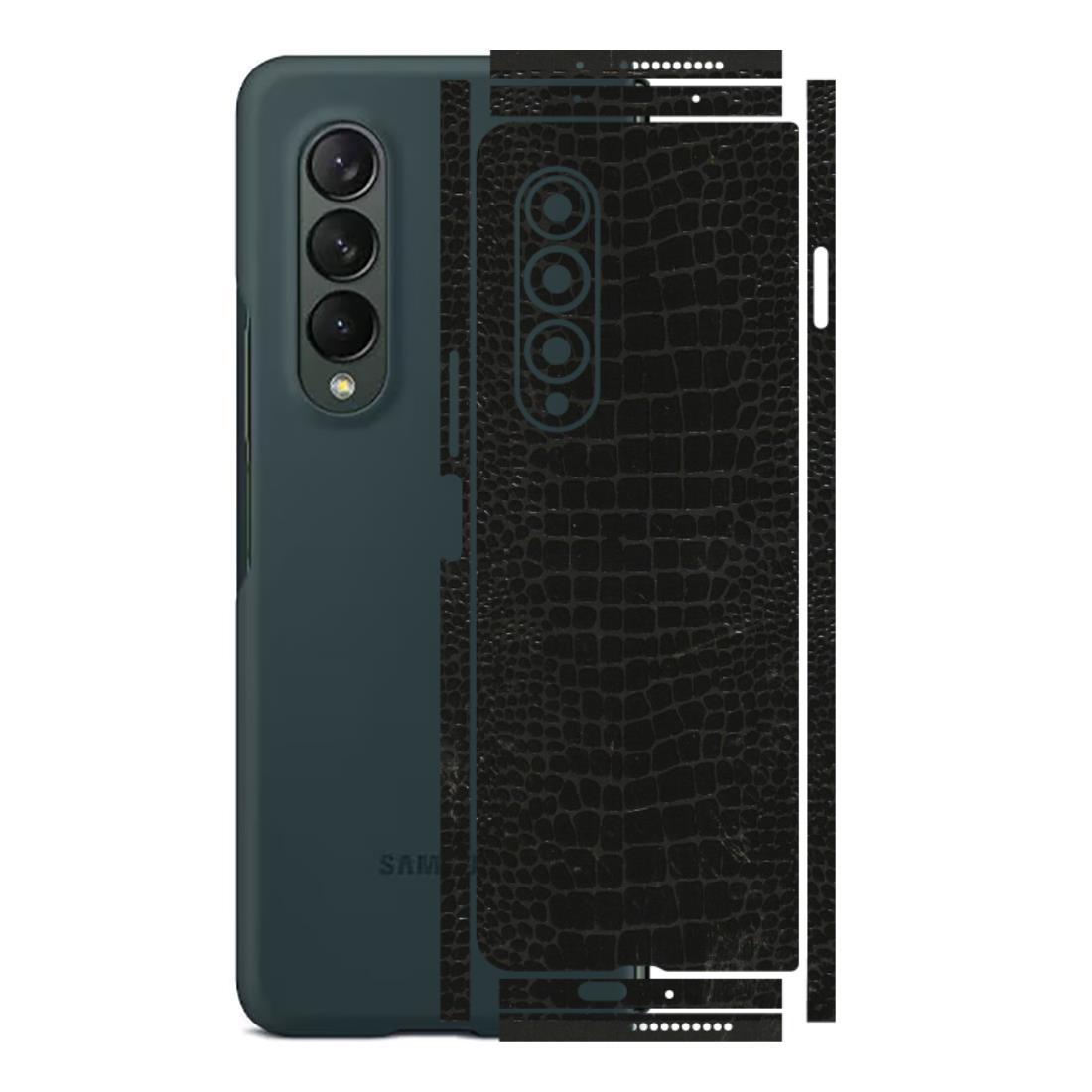 Samsung M/F/Note/Flip and C Phone Skins (All Models) - Snake Leather Black - 3D Embossed Finish (L-107) Samsung Galaxy Z Fold 3