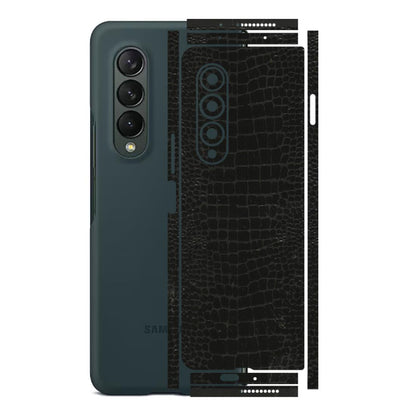 Samsung M/F/Note/Flip and C Phone Skins (All Models) - Snake Leather Black - 3D Embossed Finish (L-107) Samsung Galaxy Z Fold 3