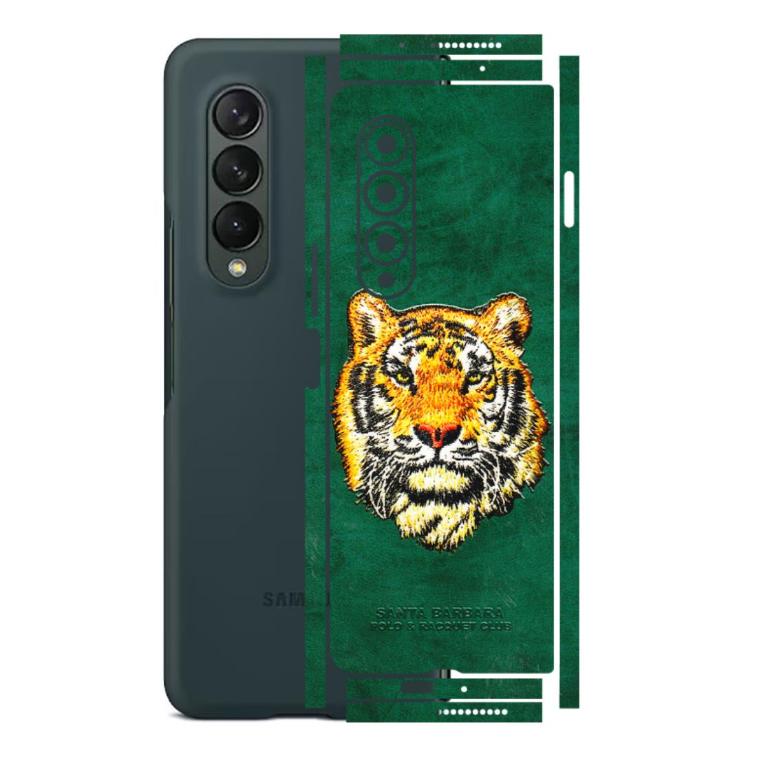Samsung M/F/Note/Flip and C Phone Skins (All Models) - Leather Feel Tiger - 3D Embossed Finish (L-111) Samsung Galaxy Z Fold 3