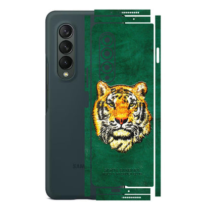 Samsung M/F/Note/Flip and C Phone Skins (All Models) - Leather Feel Tiger - 3D Embossed Finish (L-111) Samsung Galaxy Z Fold 3