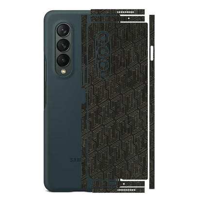 Samsung M/F/Note/Flip and C Phone Skins (All Models) - Black Abstract Pattern - 3D Embossed Finish (L-117) Samsung Galaxy Z Fold 3