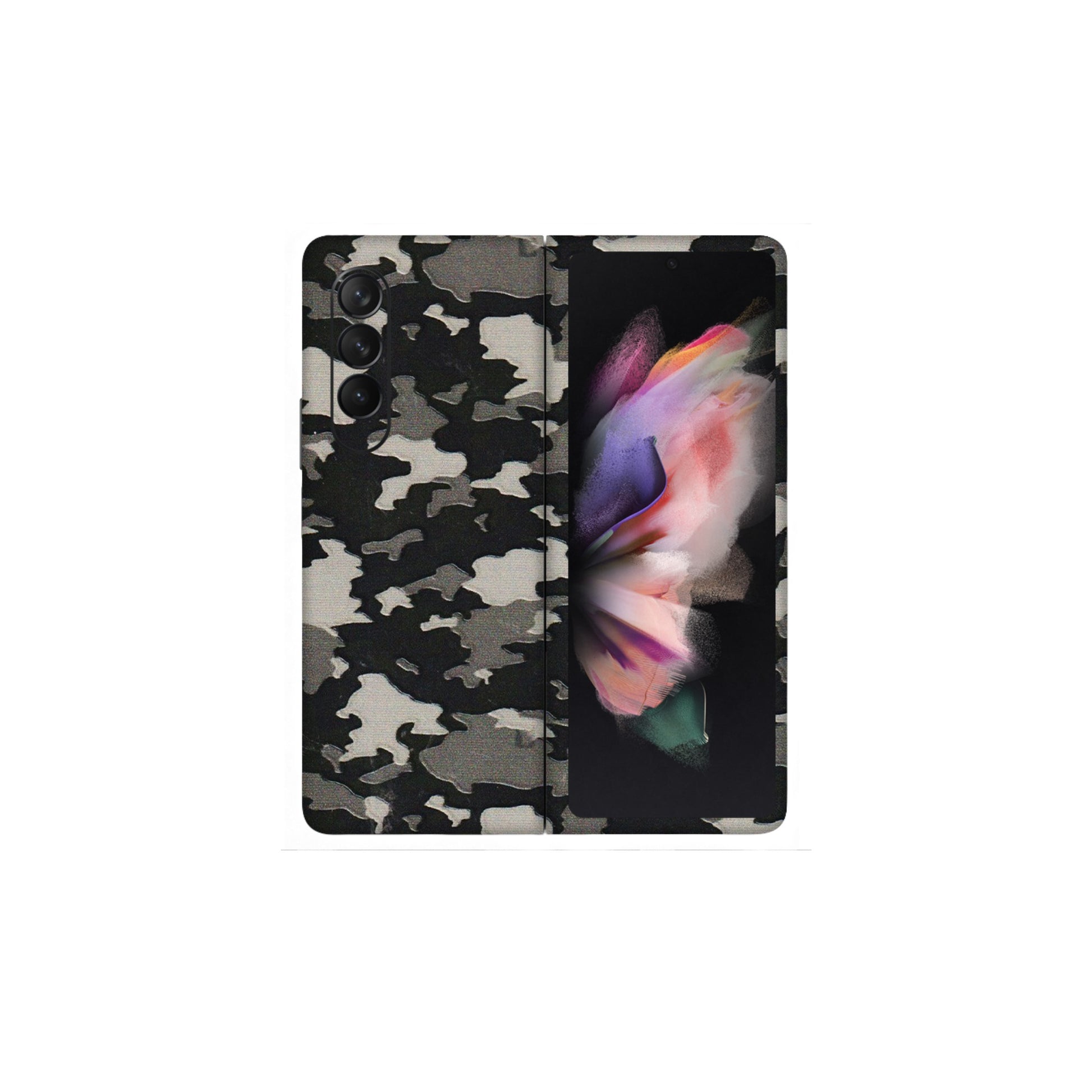 Samsung M/F/Note/Flip and C Phone Skins (All Models) - Black/Grey Camoflaunge - 3D Embossed Finish (L-142) Samsung Galaxy Z Fold 3