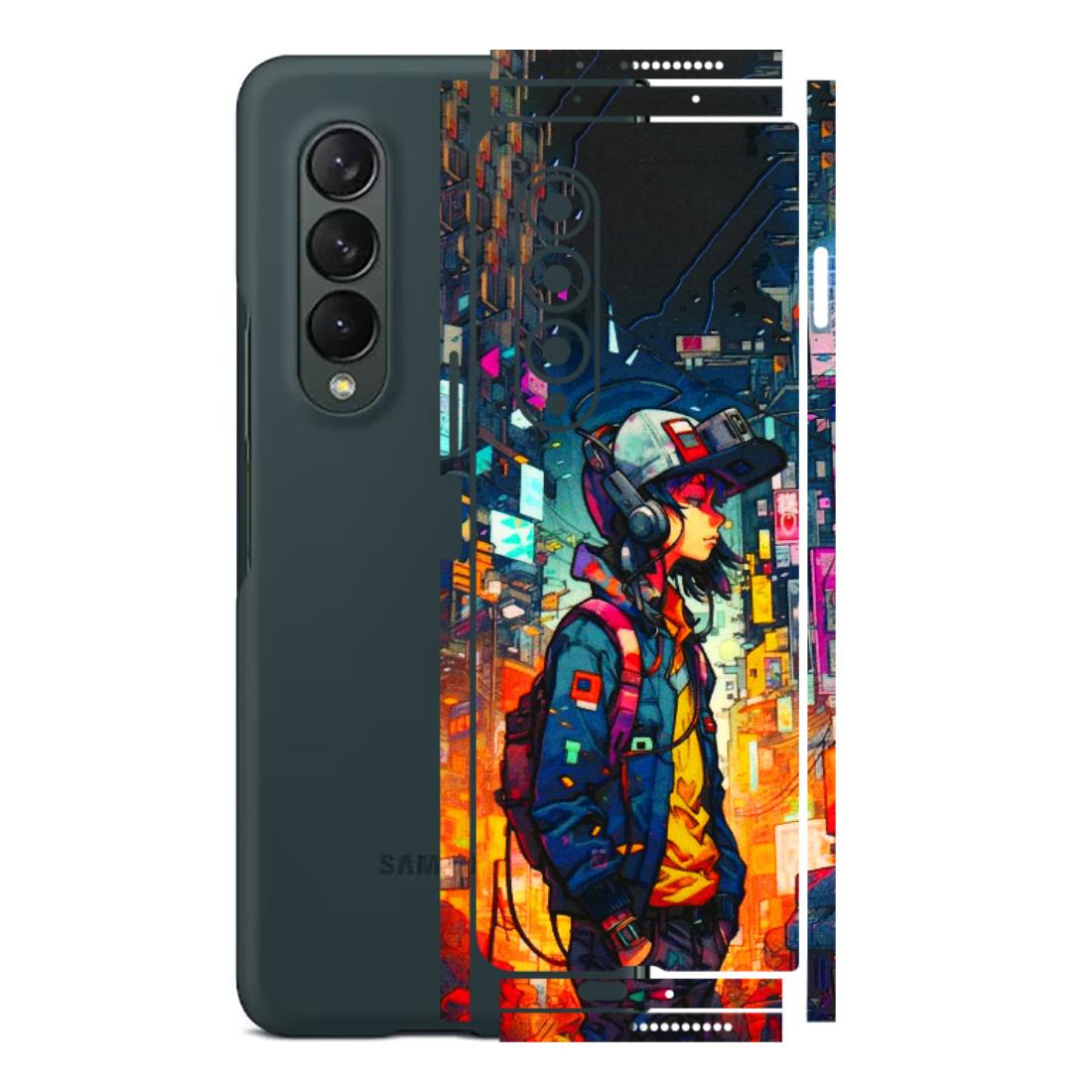 Samsung M/F/Note/Flip and C Phone Skins (All Models) - Street Anime Guy - 3D Embossed Finish (L-158) Samsung Galaxy Z Fold 3