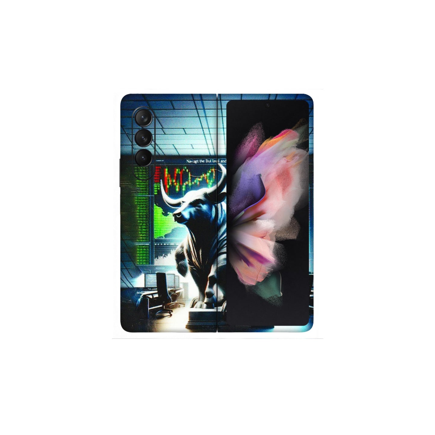 Samsung M/F/Note/Flip and C Phone Skins (All Models) - Stock Market Sensex Bear vs Bulls - 3D Embossed Finish (L-15) Samsung Galaxy Z Fold 3
