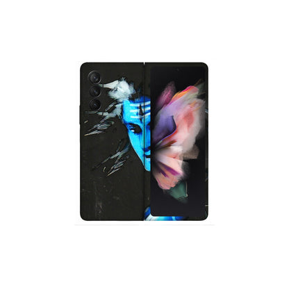 Samsung M/F/Note/Flip and C Phone Skins (All Models) - Har Har Mahadev Blue/Black - 3D Embossed Finish (L-185) Samsung Galaxy Z Fold 3