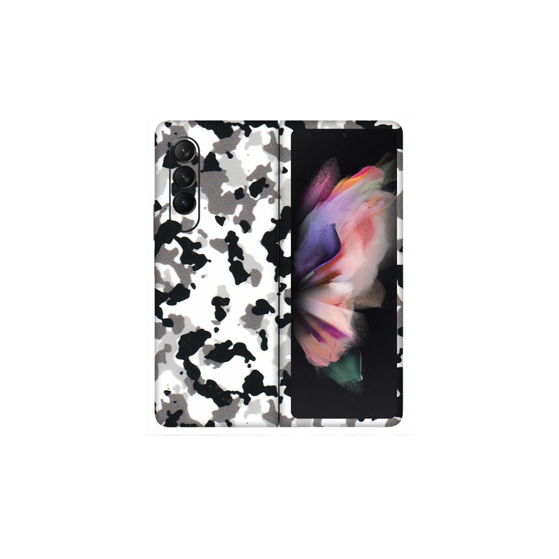 Samsung M/F/Note/Flip and C Phone Skins (All Models) - White Black Camouflage - 3D Embossed Finish (L-18) Samsung Galaxy Z Fold 3