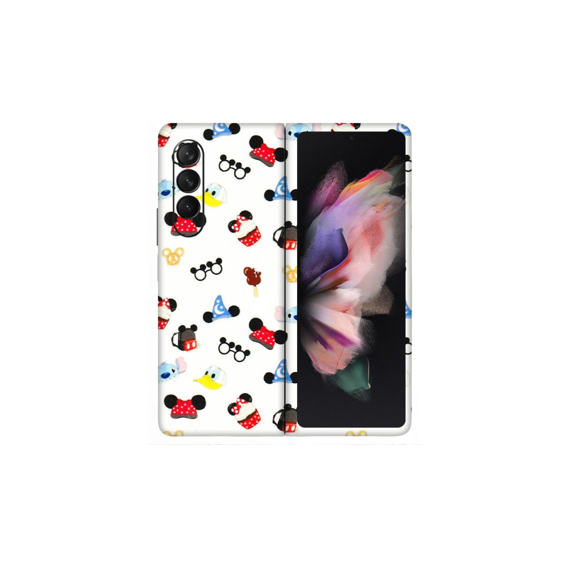 Samsung M/F/Note/Flip and C Phone Skins (All Models) - Minnie Mouse & Donald Doodles s - 3D Embossed Finish (L-194) Samsung Galaxy Z Fold 3