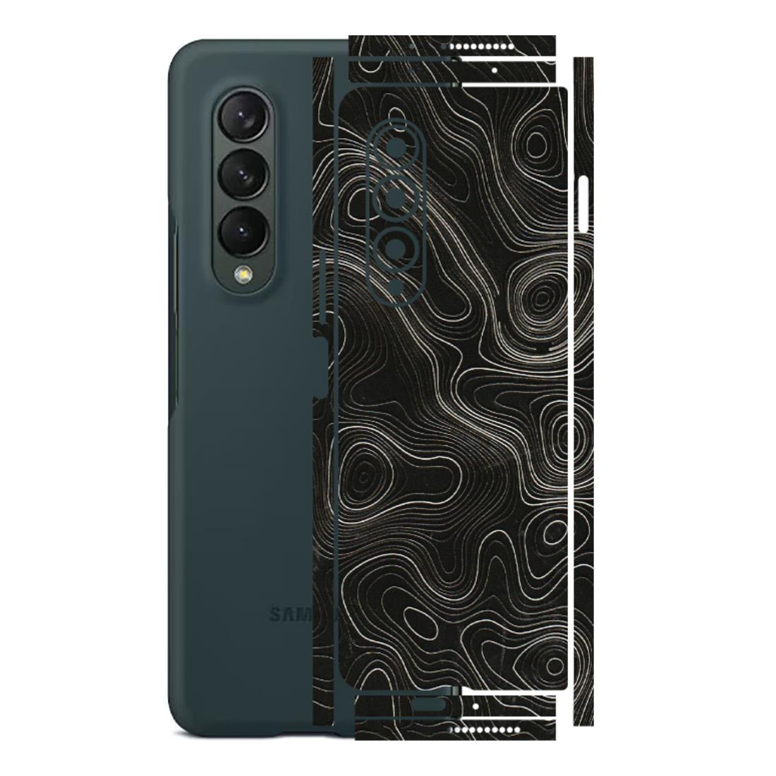 Samsung M/F/Note/Flip and C Phone Skins (All Models) - Black Swirl - 3D Embossed Finish (L-196) Samsung Galaxy Z Fold 3