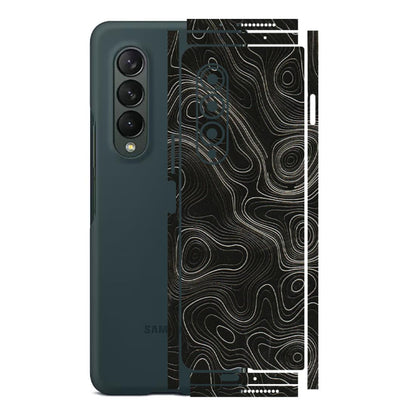 Samsung M/F/Note/Flip and C Phone Skins (All Models) - Black Swirl - 3D Embossed Finish (L-196) Samsung Galaxy Z Fold 3