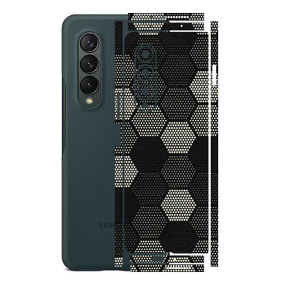 Samsung M/F/Note/Flip and C Phone Skins (All Models) - Black & White Dotted Honeycomb Texture - 3D Embossed Finish (L-202) Samsung Galaxy Z Fold 3