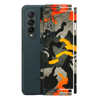Samsung M/F/Note/Flip and C Phone Skins (All Models) - Orange Camouflage - 3D Embossed Finish (L-204) Samsung Galaxy Z Fold 3