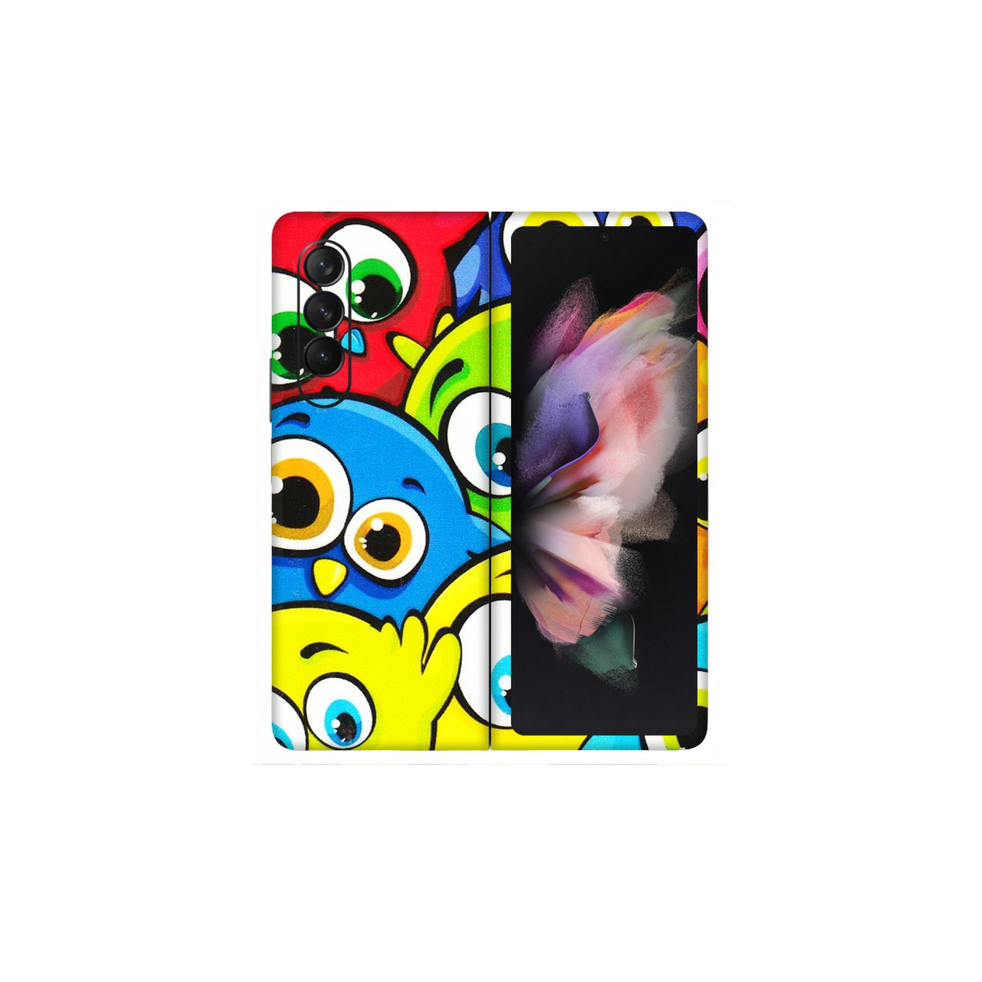 Samsung M/F/Note/Flip and C Phone Skins (All Models) - Cute Fluffy Birds - 3D Embossed Finish (L-213) Samsung Galaxy Z Fold 3