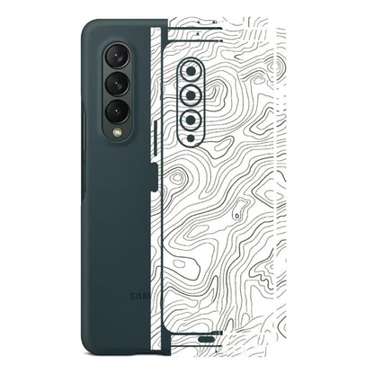 Samsung M/F/Note/Flip and C Phone Skins (All Models) - White Black Swirls - 3D Embossed Finish (L-219) Samsung Galaxy Z Fold 3