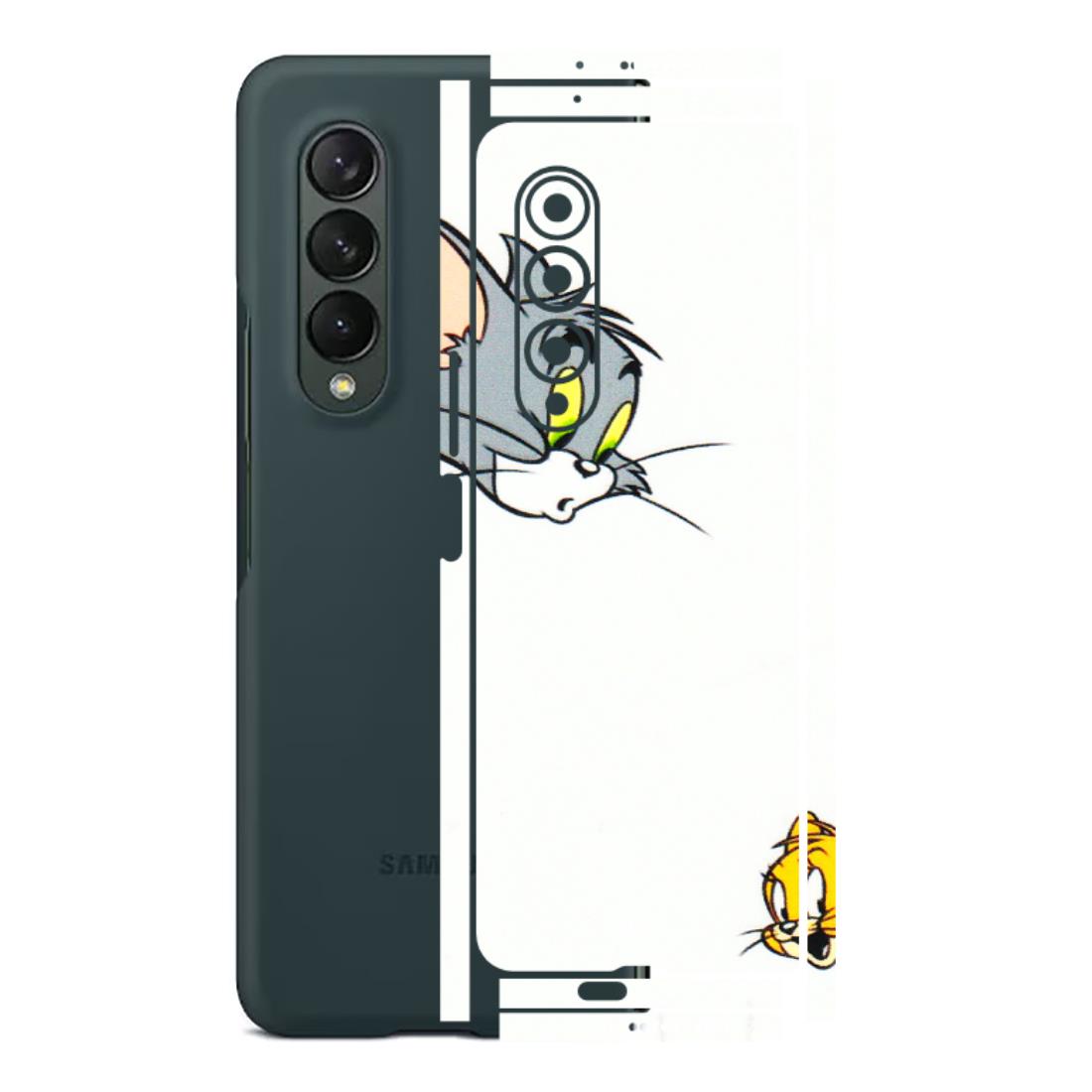 Samsung M/F/Note/Flip and C Phone Skins (All Models) - Cute Tom And Jerry - 3D Embossed Finish (L-220) Samsung Galaxy Z Fold 3