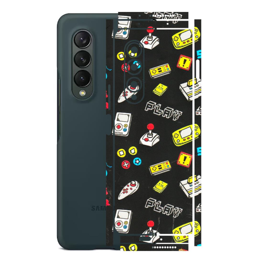 Samsung M/F/Note/Flip and C Phone Skins (All Models) - Gaming Doodles - 3D Embossed Finish (L-224) Samsung Galaxy Z Fold 3