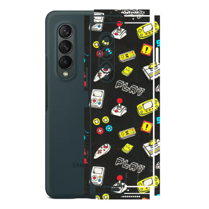 Samsung M/F/Note/Flip and C Phone Skins (All Models) - Gaming Doodles - 3D Embossed Finish (L-224) Samsung Galaxy Z Fold 3