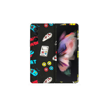 Samsung M/F/Note/Flip and C Phone Skins (All Models) - Gaming Doodles - 3D Embossed Finish (L-224) Samsung Galaxy Z Fold 3