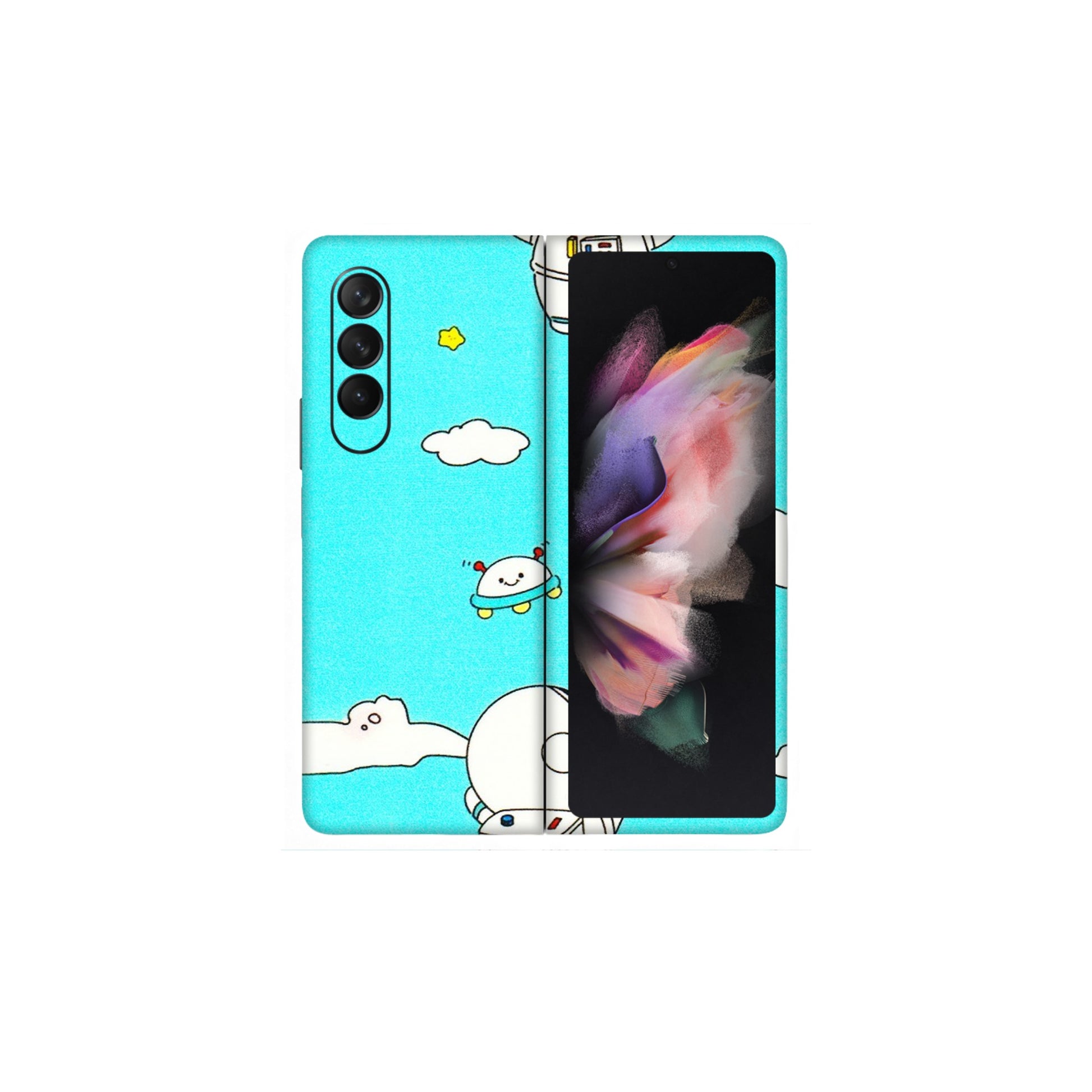 Samsung M/F/Note/Flip and C Phone Skins (All Models) - Blue Skies Astro Float - 3D Embossed Finish (L-230) Samsung Galaxy Z Fold 3