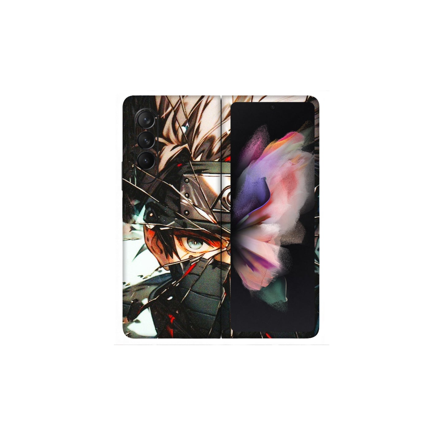 Samsung M/F/Note/Flip and C Phone Skins (All Models) - Kakashi Shattered Glass Effect - 3D Embossed Finish (L-237) Samsung Galaxy Z Fold 3