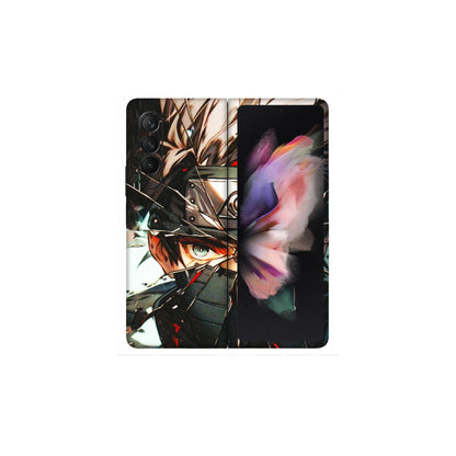 Samsung M/F/Note/Flip and C Phone Skins (All Models) - Kakashi Shattered Glass Effect - 3D Embossed Finish (L-237) Samsung Galaxy Z Fold 3