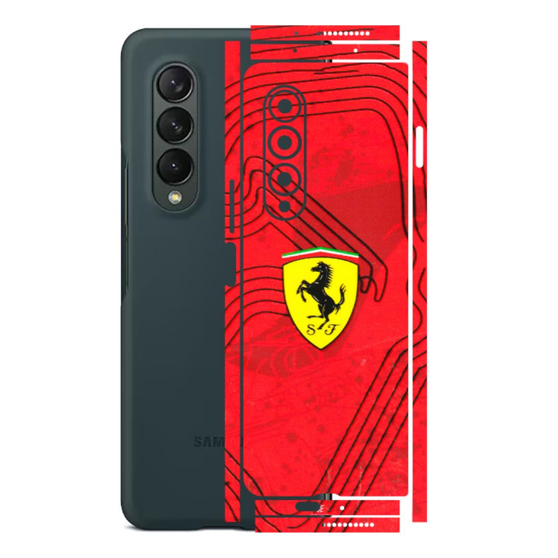 Samsung M/F/Note/Flip and C Phone Skins (All Models) - Red Ferrari Logo Stylish - 3D Embossed Finish (L-238) Samsung Galaxy Z Fold 3