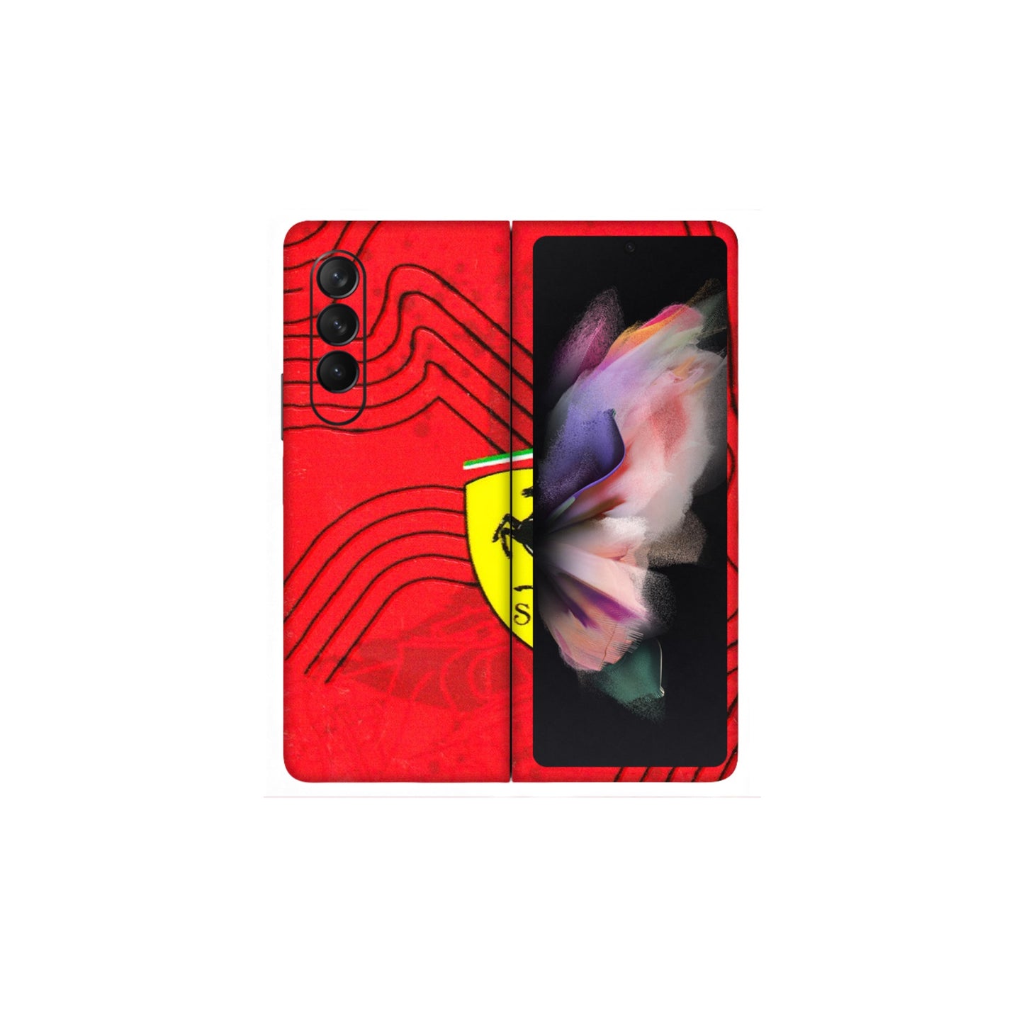 Samsung M/F/Note/Flip and C Phone Skins (All Models) - Red Ferrari Logo Stylish - 3D Embossed Finish (L-238) Samsung Galaxy Z Fold 3