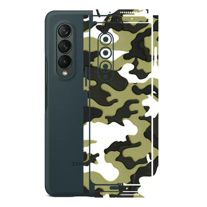 Samsung M/F/Note/Flip and C Phone Skins (All Models) - Camouflages White And Green - 3D Embossed Finish (L-243) Samsung Galaxy Z Fold 3