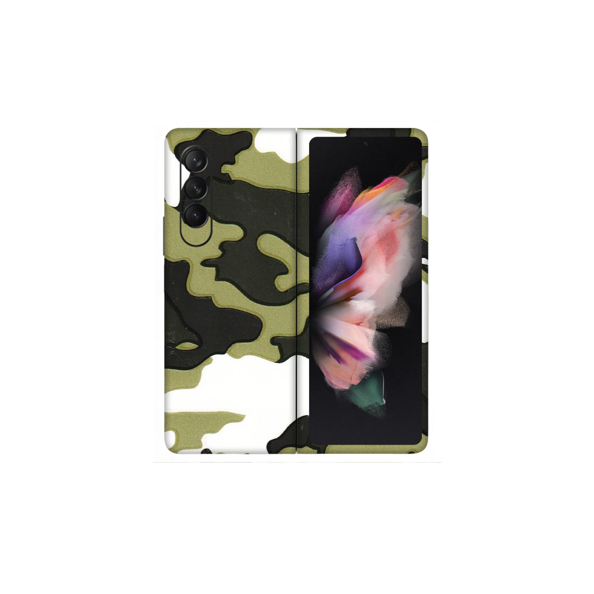 Samsung M/F/Note/Flip and C Phone Skins (All Models) - Camouflages White And Green - 3D Embossed Finish (L-243) Samsung Galaxy Z Fold 3