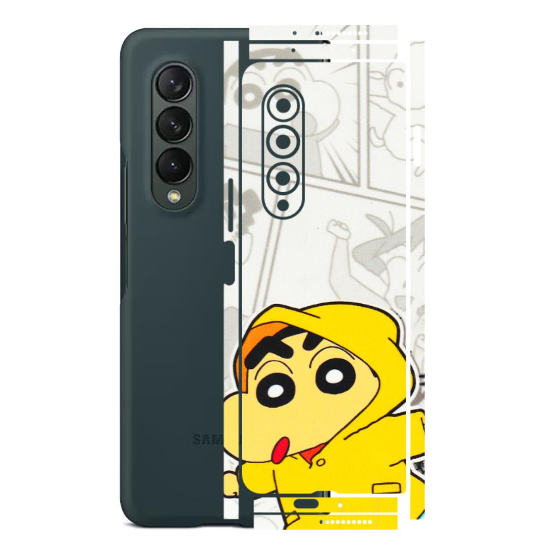 Samsung M/F/Note/Flip and C Phone Skins (All Models) - Yellow Shinchan Comic - 3D Embossed Finish (L-246) Samsung Galaxy Z Fold 3