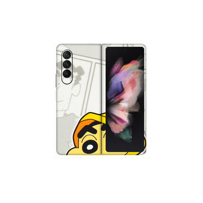 Samsung M/F/Note/Flip and C Phone Skins (All Models) - Yellow Shinchan Comic - 3D Embossed Finish (L-246) Samsung Galaxy Z Fold 3