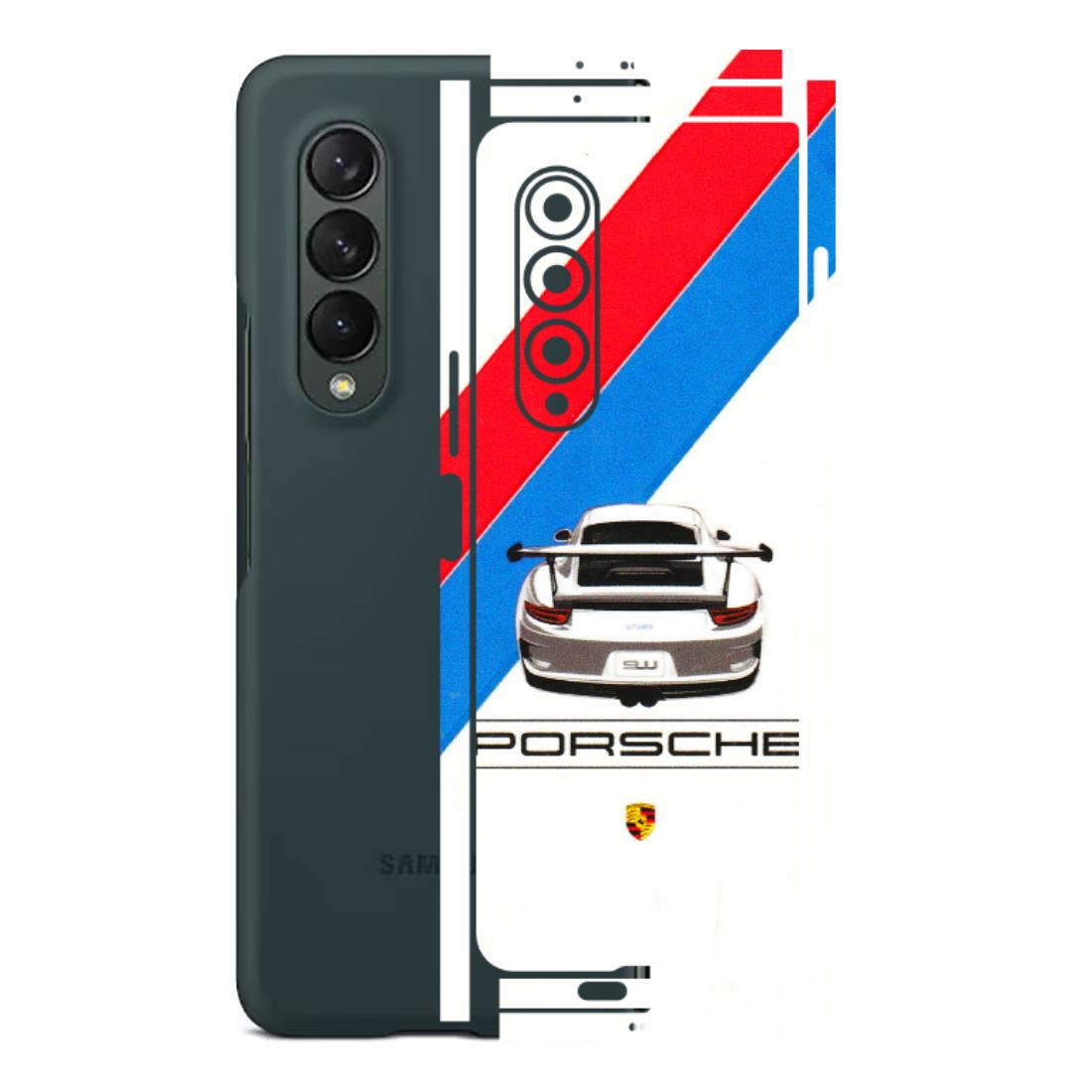 Samsung M/F/Note/Flip and C Phone Skins (All Models) - Porche Car Sober Logo - 3D Embossed Finish (L-248) Samsung Galaxy Z Fold 3