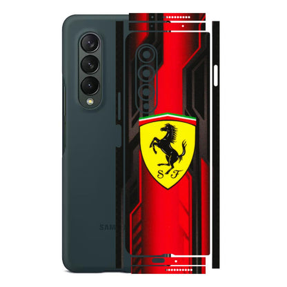 Samsung M/F/Note/Flip and C Phone Skins (All Models) - Black Ferrari Logo - 3D Embossed Finish (L-253) Samsung Galaxy Z Fold 3