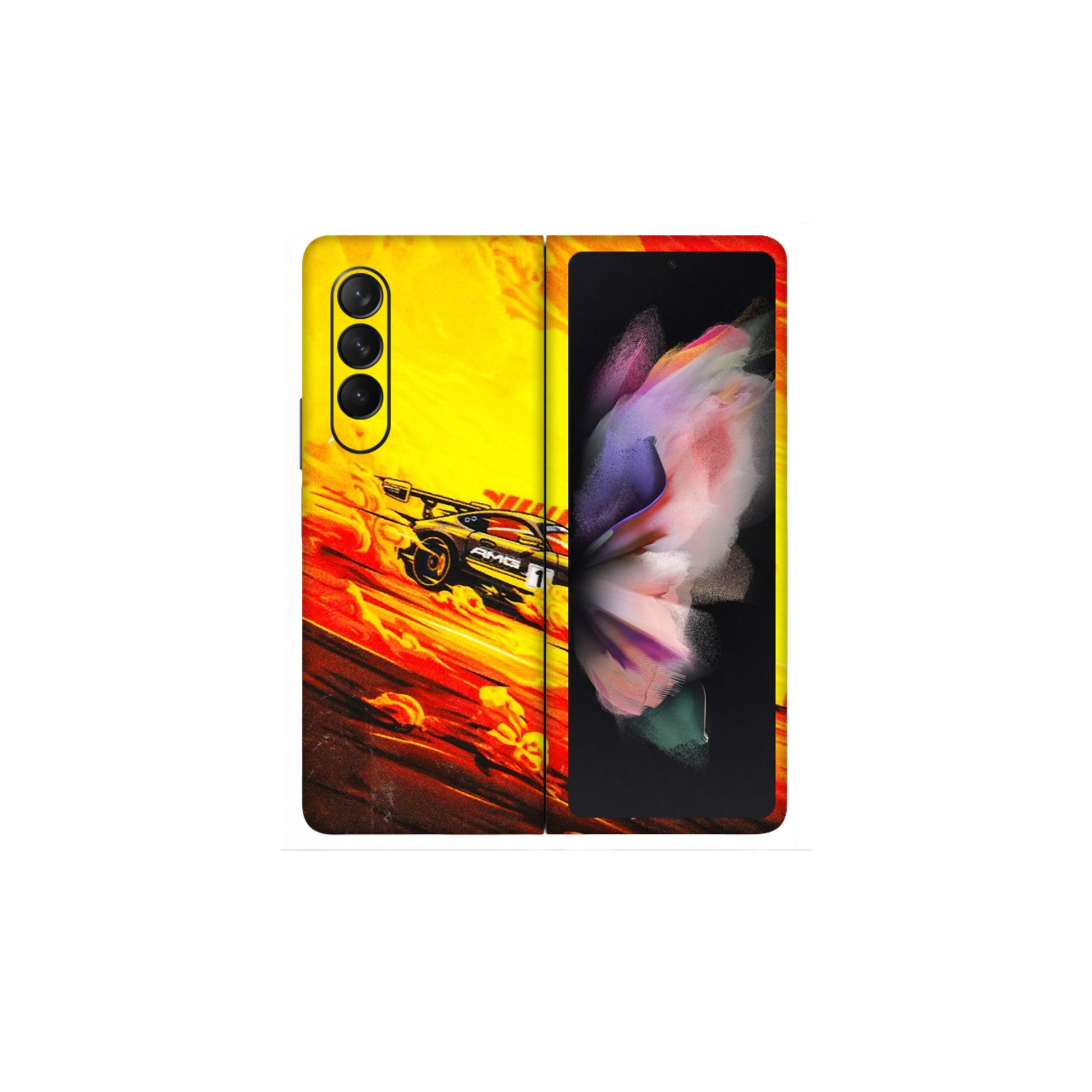 Samsung M/F/Note/Flip and C Phone Skins (All Models) - AMG Car Speed Cover - 3D Embossed Finish (L-256) Samsung Galaxy Z Fold 3