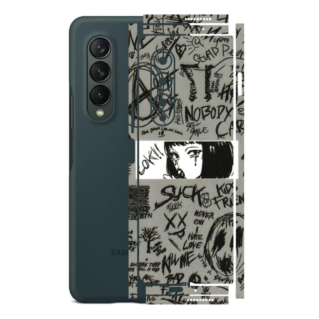 Samsung M/F/Note/Flip and C Phone Skins (All Models) - Never Have Love Anime - 3D Embossed Finish (L-260) Samsung Galaxy Z Fold 3