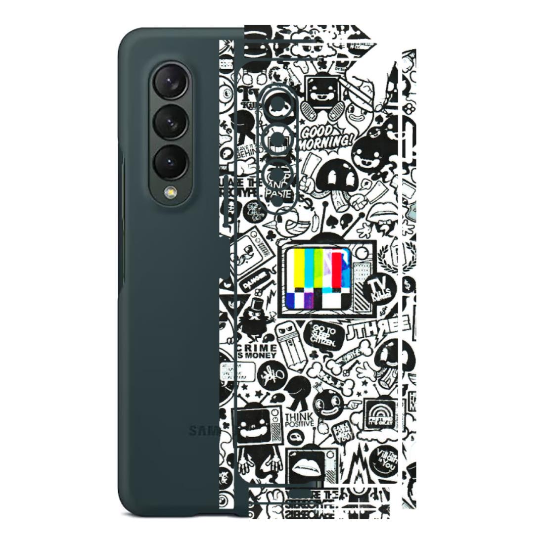 Samsung M/F/Note/Flip and C Phone Skins (All Models) - Doodles Positive Art - 3D Embossed Finish (L-263) Samsung Galaxy Z Fold 3