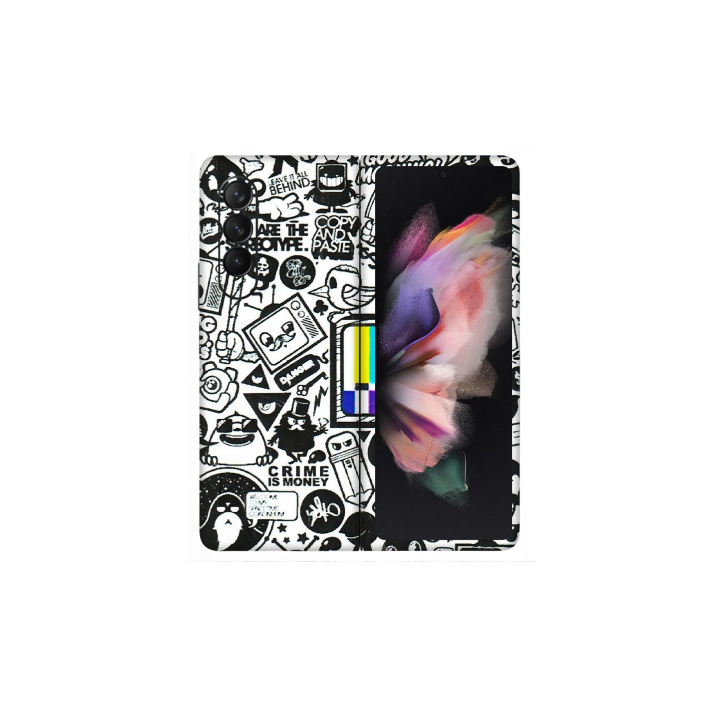 Samsung M/F/Note/Flip and C Phone Skins (All Models) - Doodles Positive Art - 3D Embossed Finish (L-263) Samsung Galaxy Z Fold 3