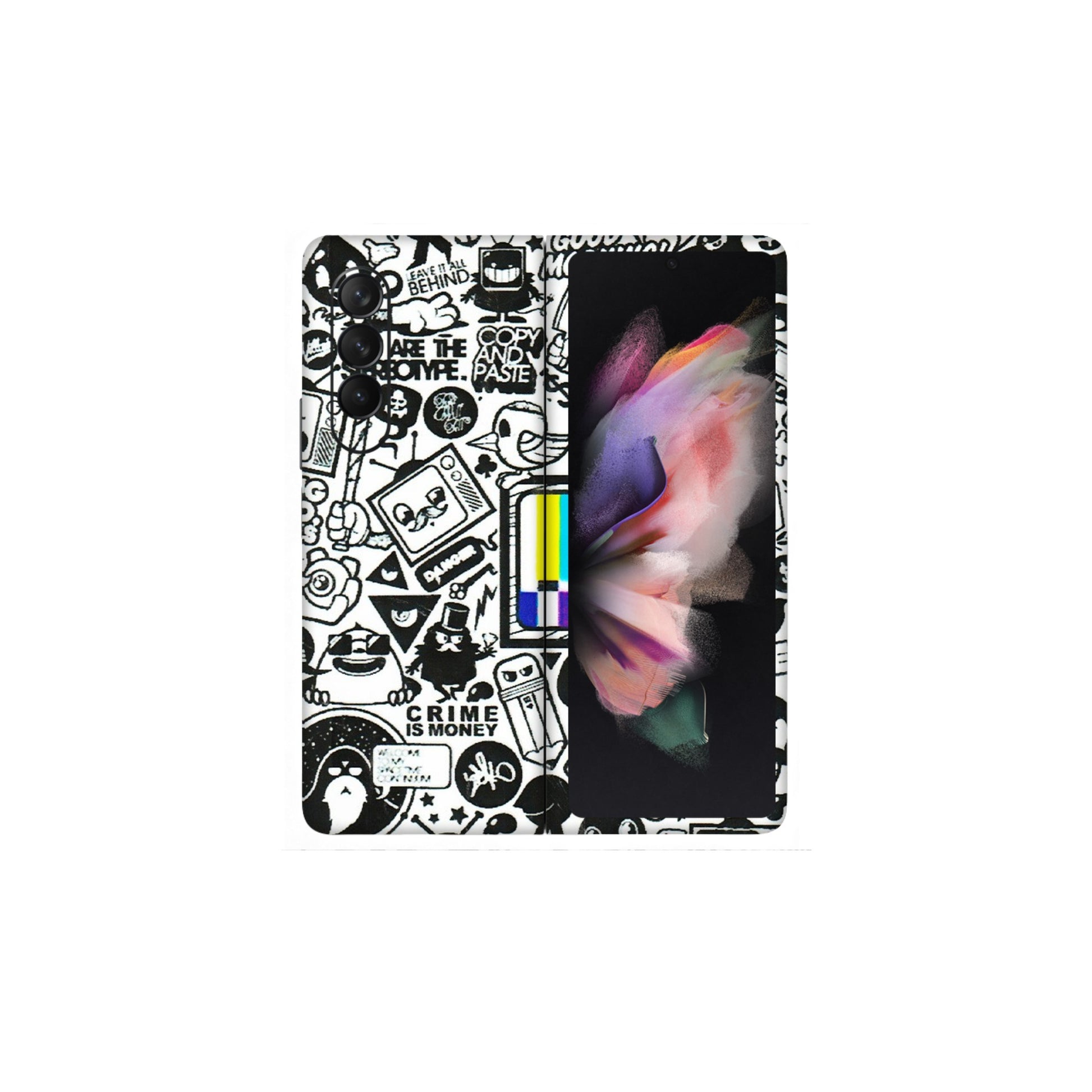 Samsung M/F/Note/Flip and C Phone Skins (All Models) - Doodles Positive Art - 3D Embossed Finish (L-263) Samsung Galaxy Z Fold 3